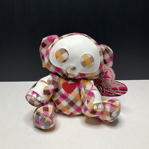 NWT Skelanimals 2009 Dax The Dog Plaid Plush Stuffed Animal Doll Toy 6"